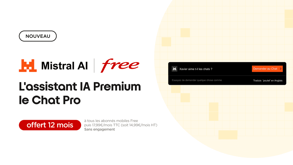 Le Chat Pro de Mistral AI offert pendant 12 mois pour les abonnés Free Mobile