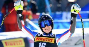 Cortina d’Ampezzo-Super-G: Miradoli sur le podium