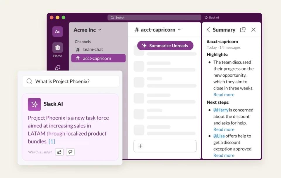 Des résumés des discussions et une recherche conversationnelle parmi les nouvelles fonctionnalités IA de Slack